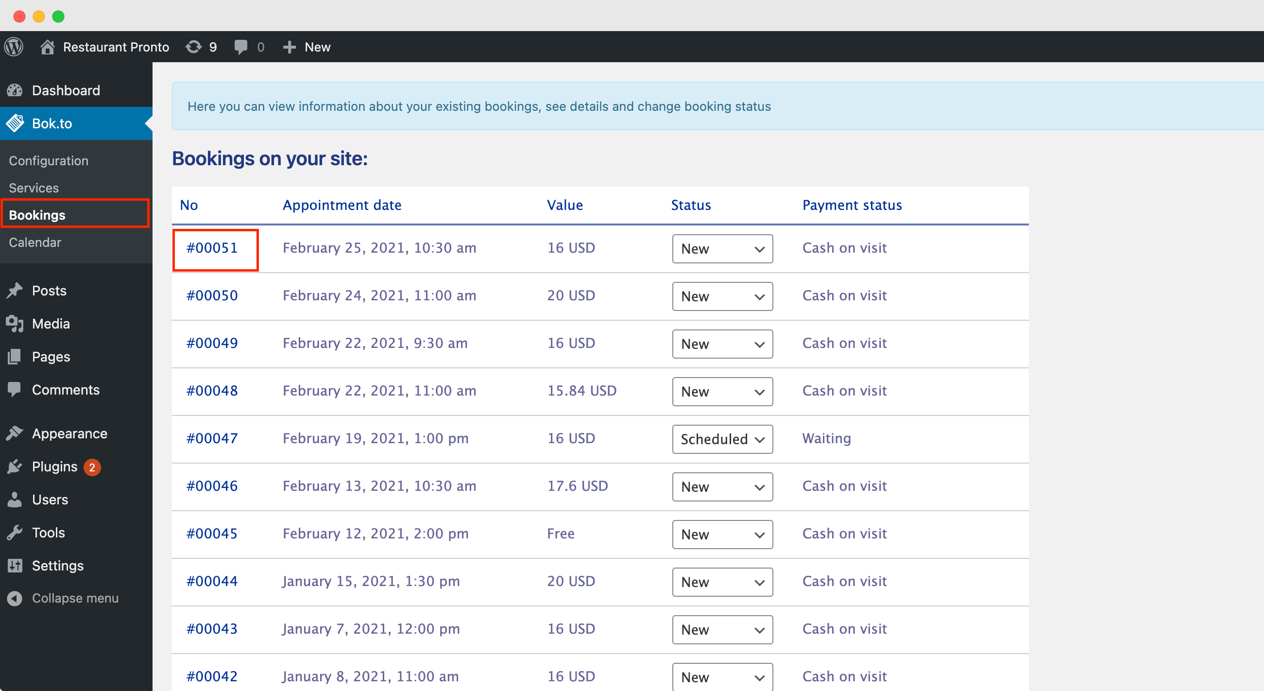 Booking management